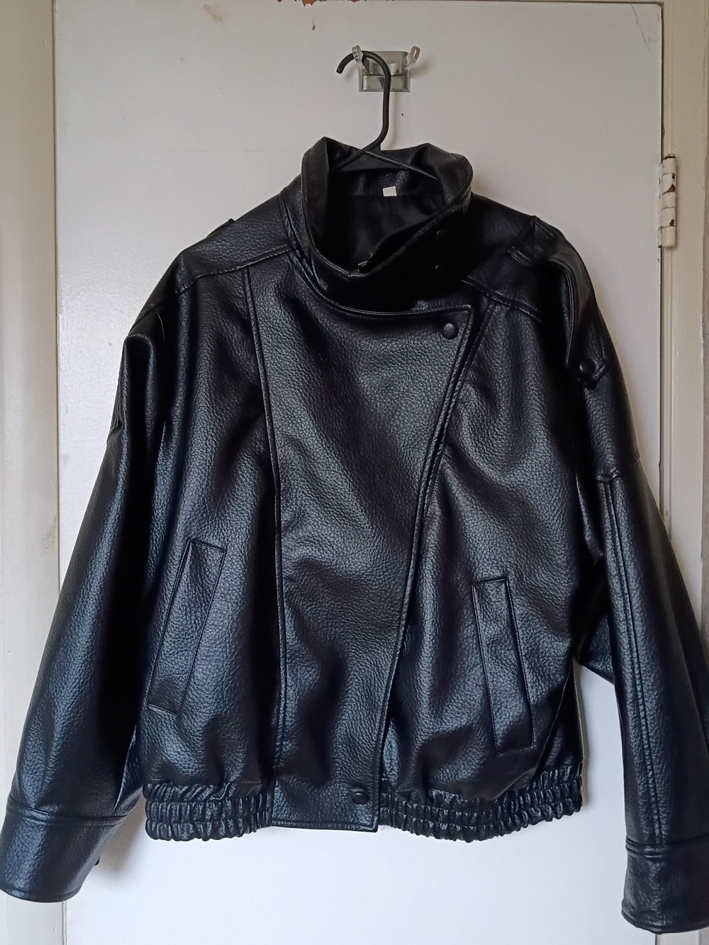 Classic Black Faux Leather Jacket - Men's Coat